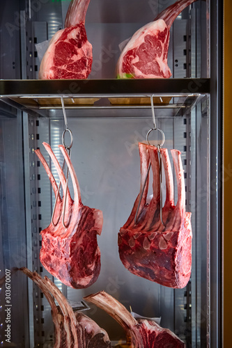 Konstfotografi Marbled beef dry aging lies in the refrigerator