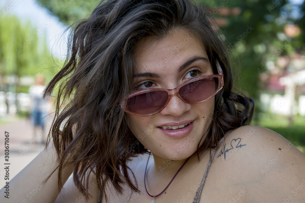 Portrait of a woman wearing retro glasses Portrait of a woman wearing retro glasses