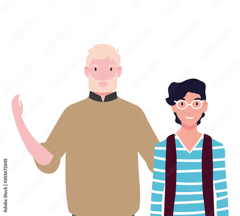 men with different poses on white background men with different poses on white background