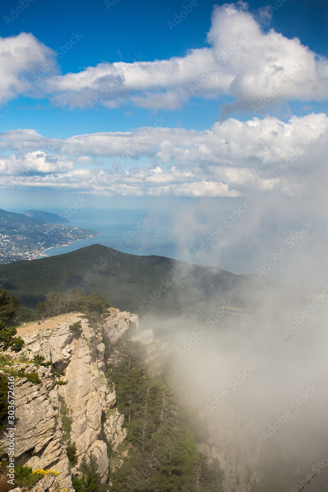 view from the mountain, on a cliff, mountain Crimea