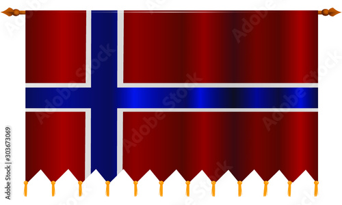 norwegian castle banner flag national colors white blue red