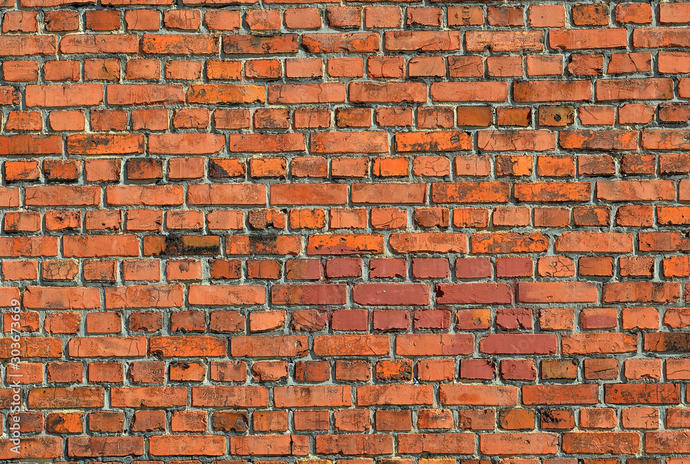 Obraz premium Red brick wall texture background. Square format