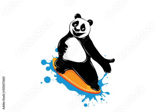 Panda Bär Surfer im Graffiti Stil