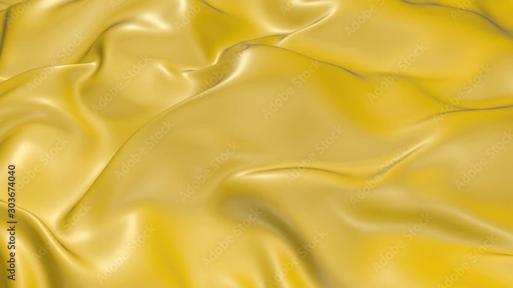 4k 3D animation of wavy yellow cloth surface that forms ripples like in fluid surface or the folds in tissue. Yellow silky fabric forms beautiful folds in the air in slow motion. Animated texture. 1 4k 3D animation of wavy yellow cloth surface that forms ripples like in fluid surface or the folds in tissue. Yellow silky fabric forms beautiful folds in the air in slow motion. Animated texture. 1