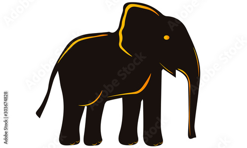 elefant sihoulette brown black yellow photo