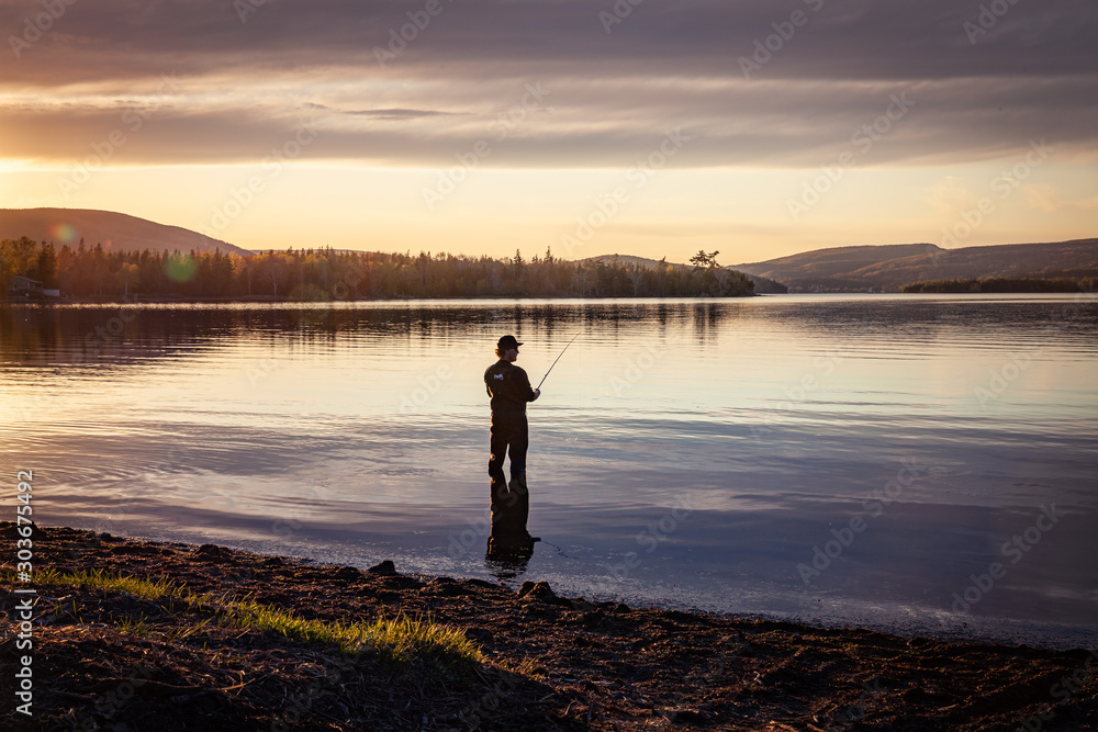 Fly fishing on a lake