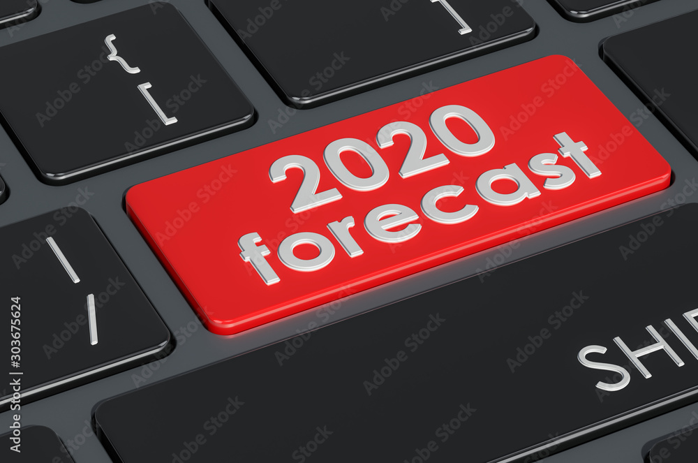Fototapeta premium 2020 forecast button on keyboard, 3D rendering