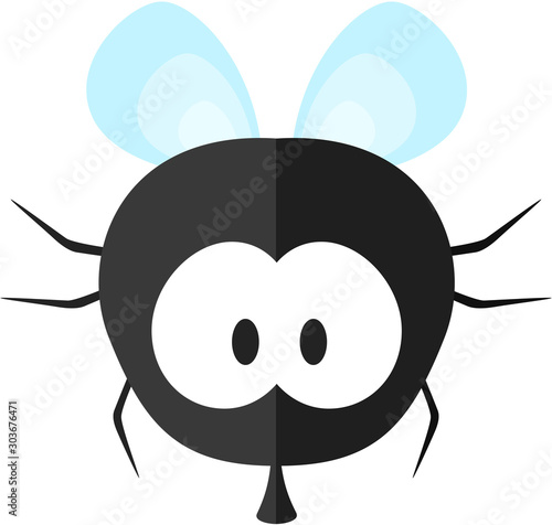 Funny cartoon fly. Flat icon