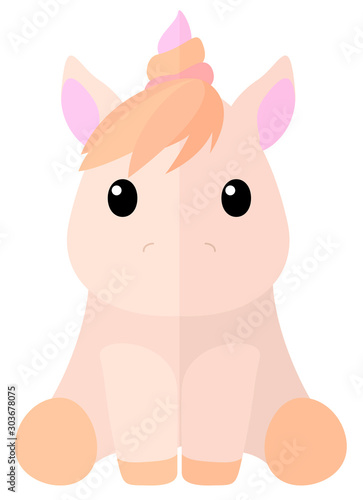 Flat cartoon marshmallow unicorn