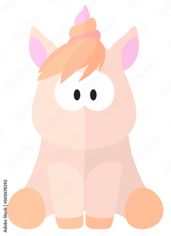 Flat cartoon marshmallow unicorn Flat cartoon marshmallow unicorn
