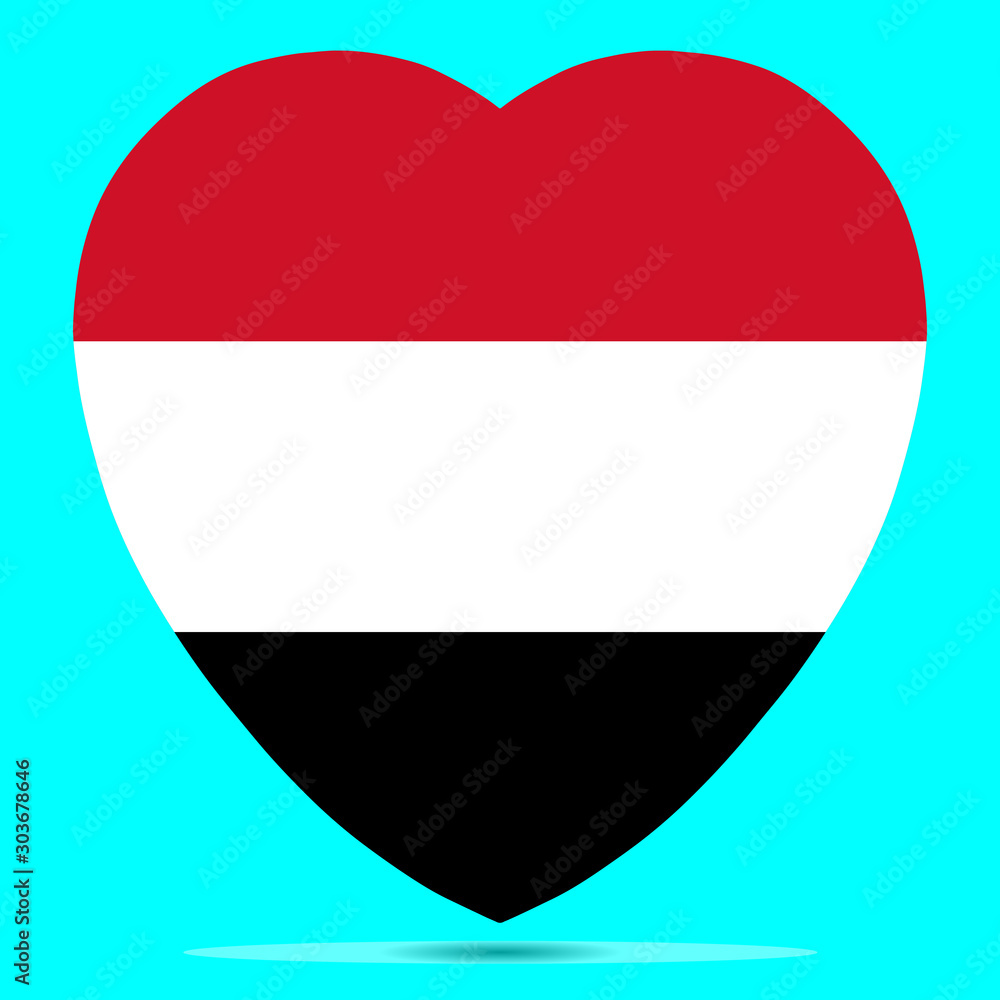 Yemen Flag In Heart Shape Vector Yemen Flag In Heart Shape Vector