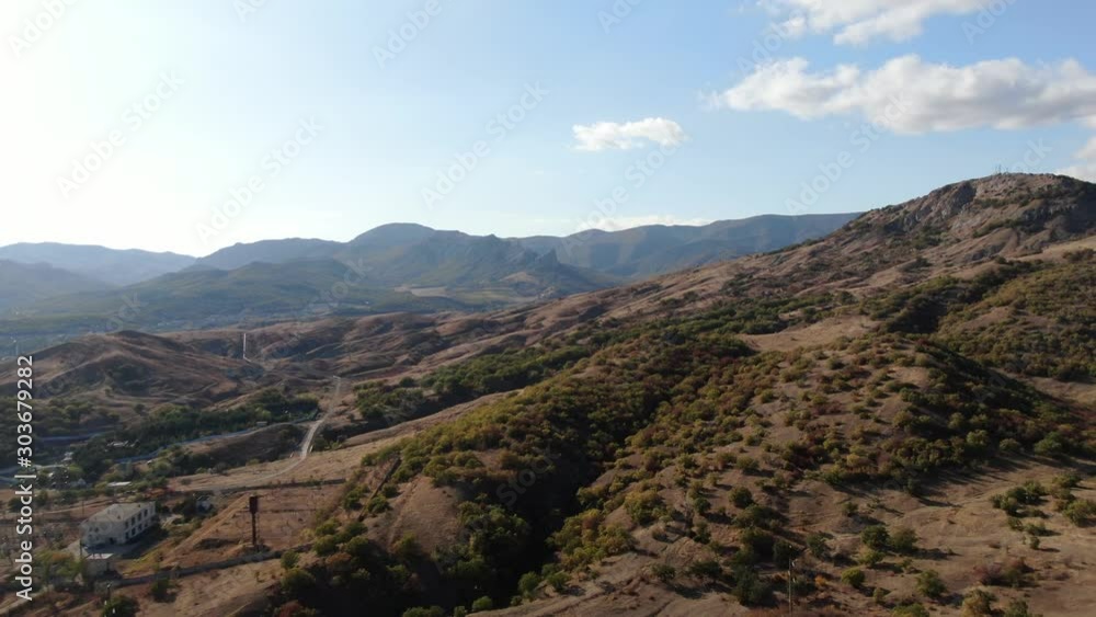 AERIAL CRIMEA 2019 NOVEMBER drone shooting of a mountain range in autumn AERIAL CRIMEA 2019 NOVEMBER drone shooting of a mountain range in autumn
