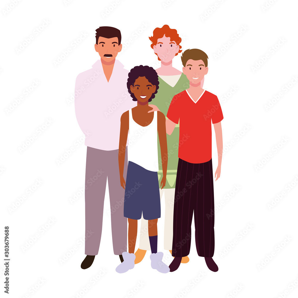 Fototapeta premium men standing with different poses on white background