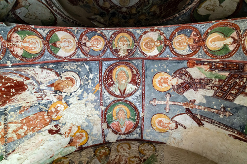 Fresco Ceiling in cave orthodox El Nazar Church, Goreme Cappadocia, Turkey