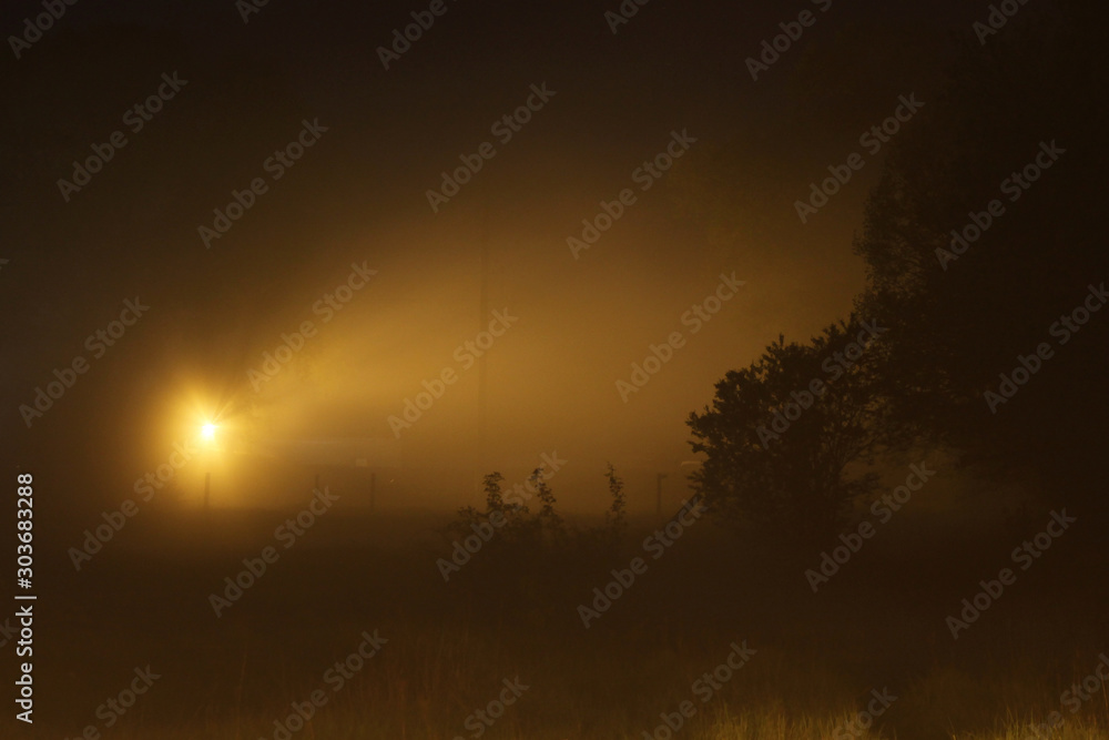 Lantern in the fog night