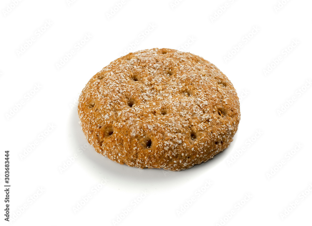Two Round Buns of Rye and Wheat Flour with Sesame Seeds Top View Two Round Buns of Rye and Wheat Flour with Sesame Seeds Top View