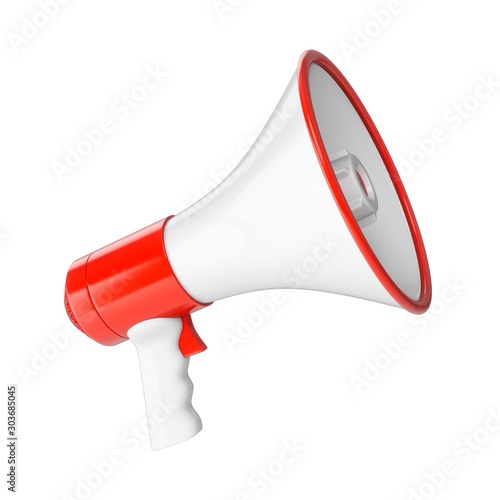 3D Rendering Megaphone isolated on white background