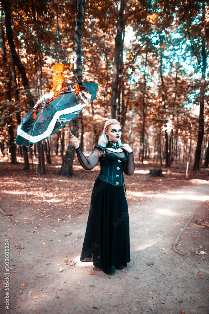 Fototapeta premium Gothic girl with black lips