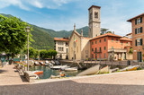 Central square of ancient village Torno overlooking Lake Como, Italy.