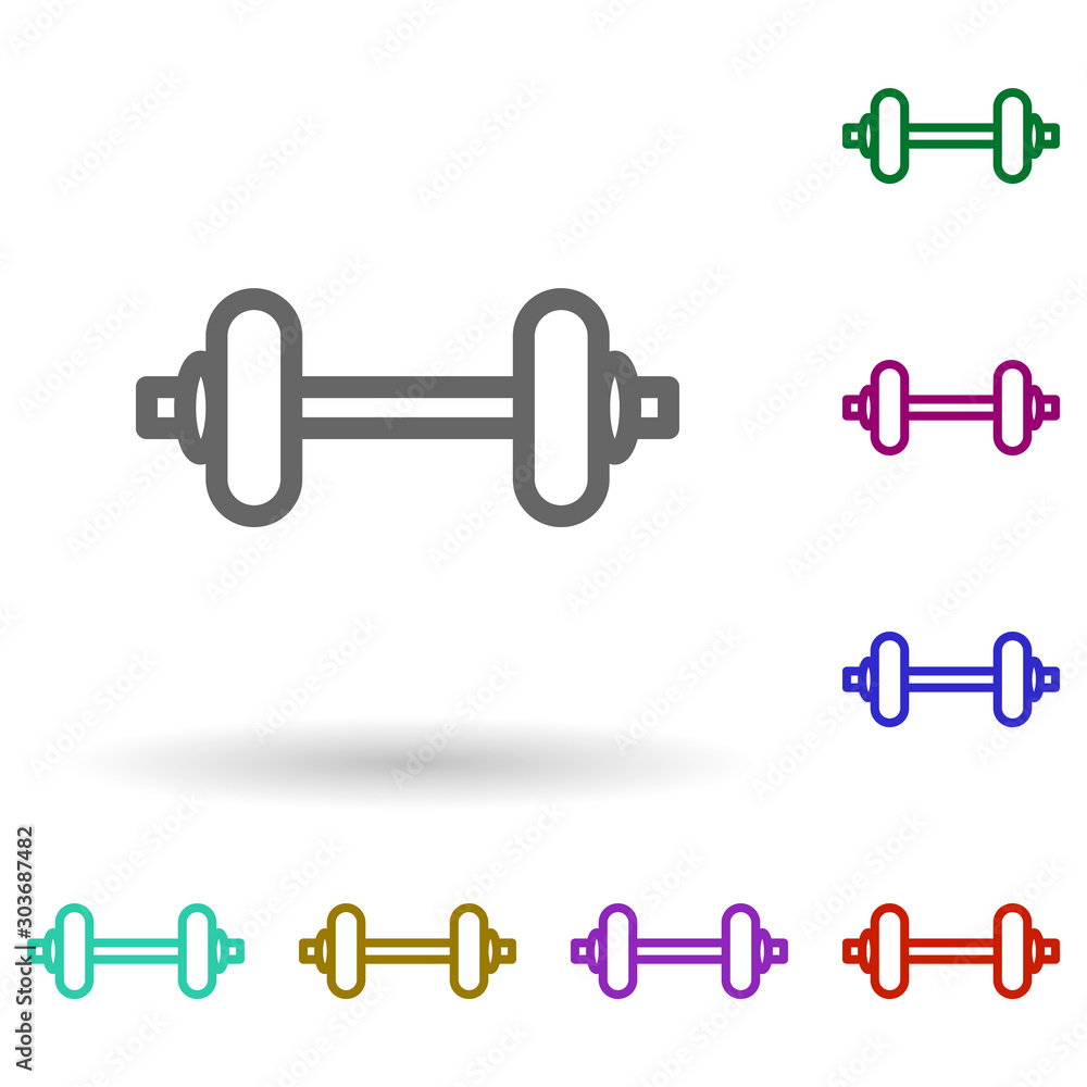 Dumbbell multi color icon. Simple thin line, outline vector of health icons for ui and ux, website or mobile application Dumbbell multi color icon. Simple thin line, outline vector of health icons for ui and ux, website or mobile application