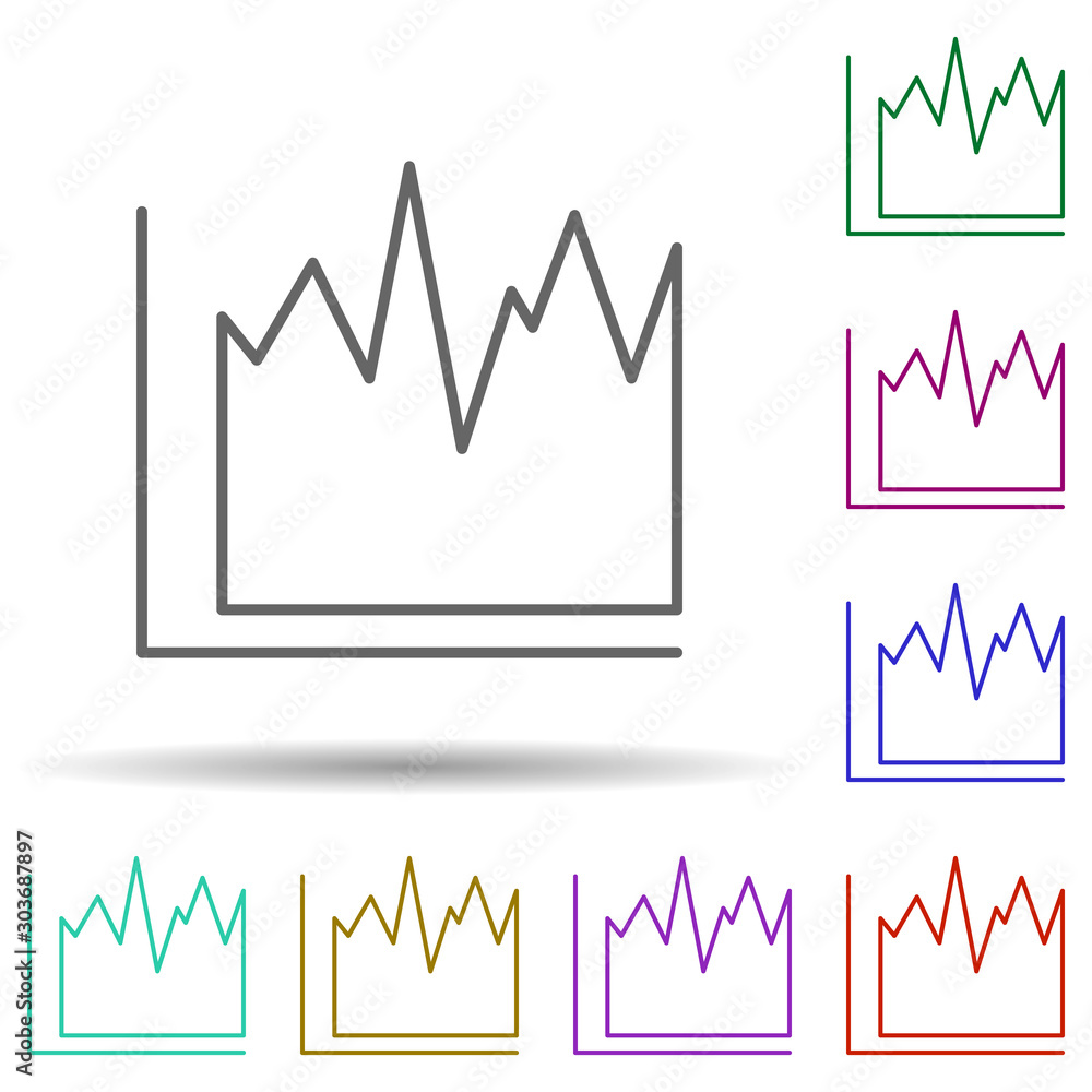 Financial chart line multi color icon. Simple thin line, outline vector of chart and diagram icons for ui and ux, website or mobile application