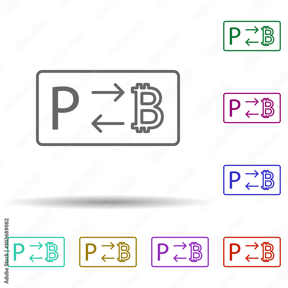 Bitcoin to paypal multi color icon. Simple thin line, outline vector of bitcoin blockchain icons for ui and ux, website or mobile application Bitcoin to paypal multi color icon. Simple thin line, outline vector of bitcoin blockchain icons for ui and ux, website or mobile application