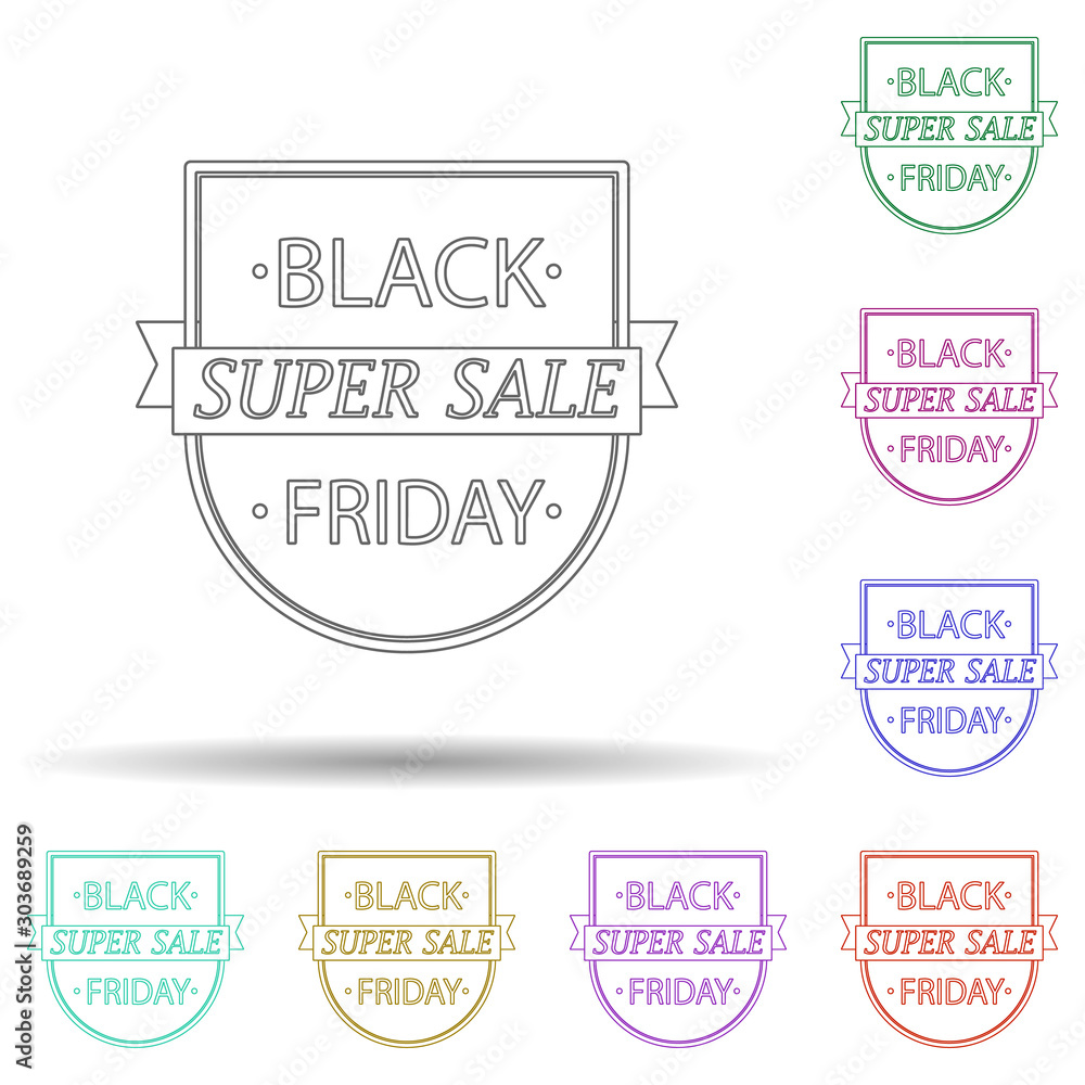 Black friday sale abstract multi color icon. Simple thin line, outline vector of black friday icons for ui and ux, website or mobile application