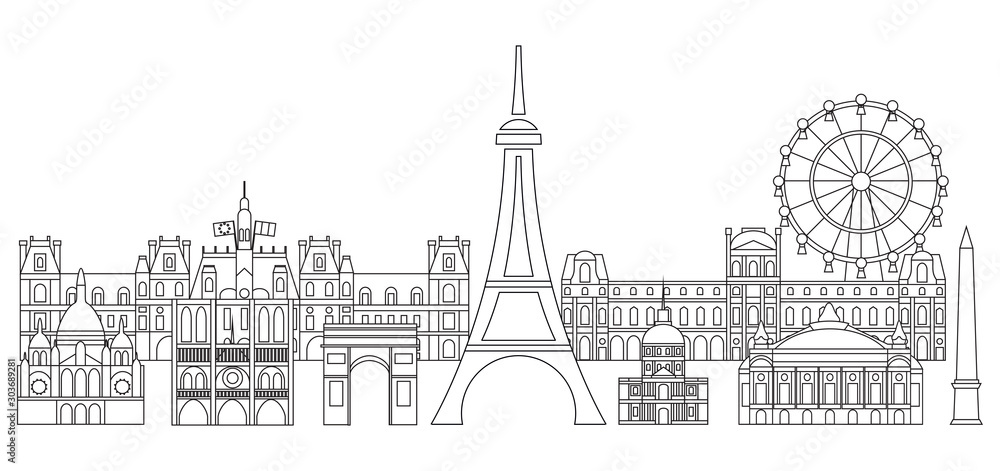Paris Skyline line art 1