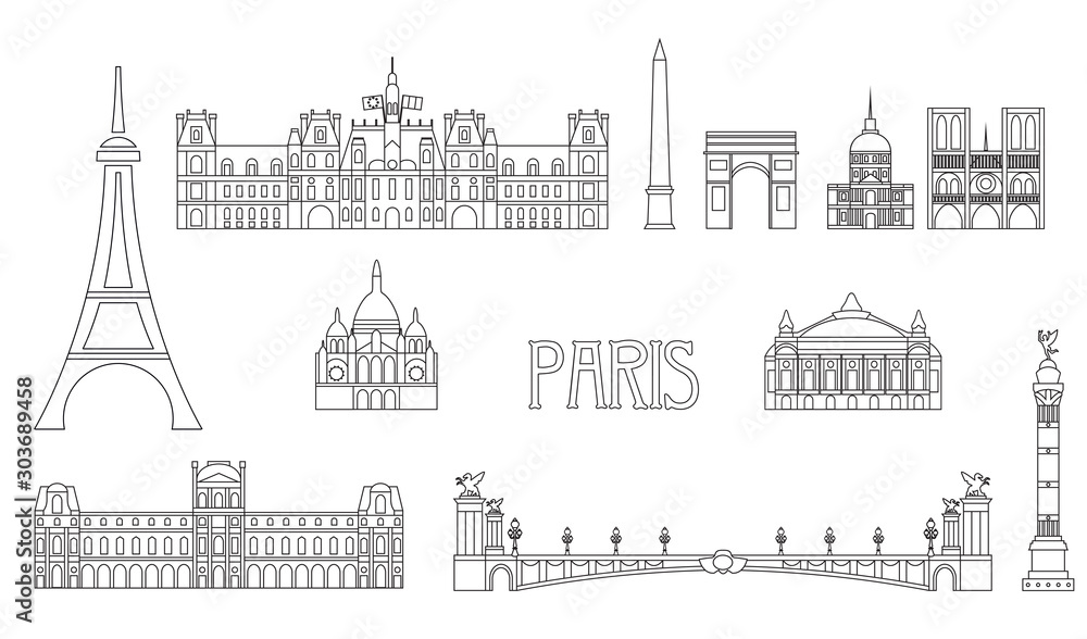 Paris Skyline line art 8