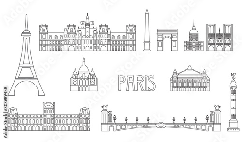 Paris Skyline line art 8