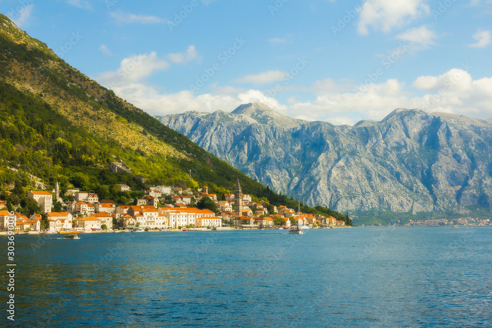  the different suburb views of nature, mountains, forests and seascapes of  Boka Kotorska bay of Adriatic sea, Montenegro