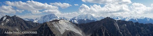 mountains with a glacier  ridges highlands panorama