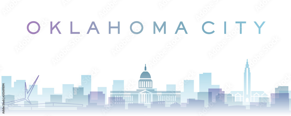 Oklahoma City Transparent Layers Gradient Landmarks Skyline