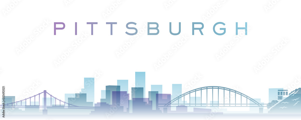 Pittsburgh Transparent Layers Gradient Landmarks Skyline