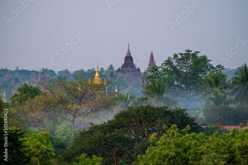 temple at dawn in bagan myanmar