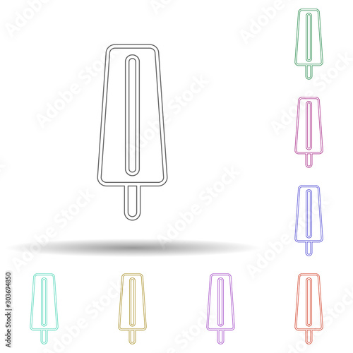 Ice cream on stick multi color icon. Simple thin line  outline vector of ice cream icons for ui and ux  website or mobile application