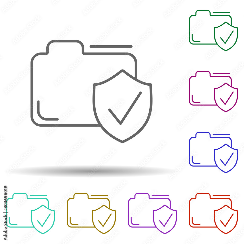 Folder protection multi color icon. Simple thin line, outline vector of security icons for ui and ux, website or mobile application Folder protection multi color icon. Simple thin line, outline vector of security icons for ui and ux, website or mobile application