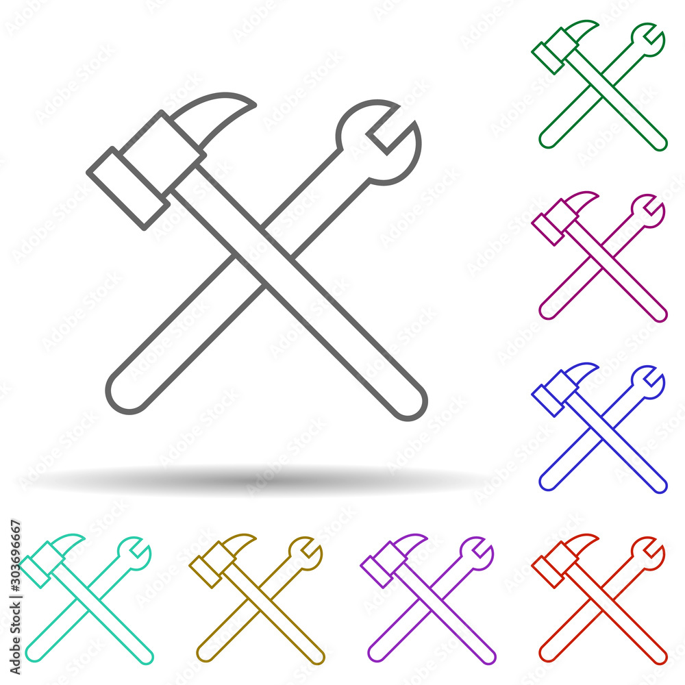 Tools sign multi color icon. Simple thin line, outline vector of security icons for ui and ux, website or mobile application Tools sign multi color icon. Simple thin line, outline vector of security icons for ui and ux, website or mobile application