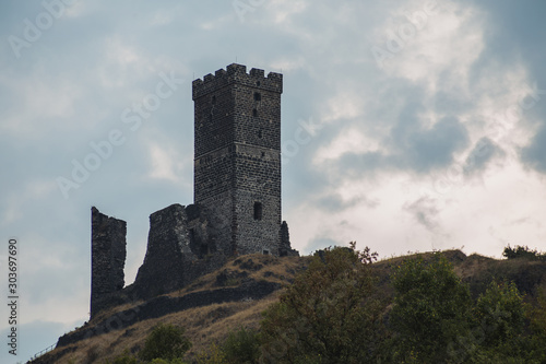 medieval castle in the czech republic on a hill