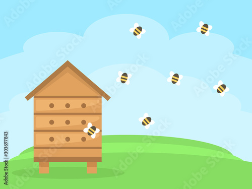 Honey bee house in a garden