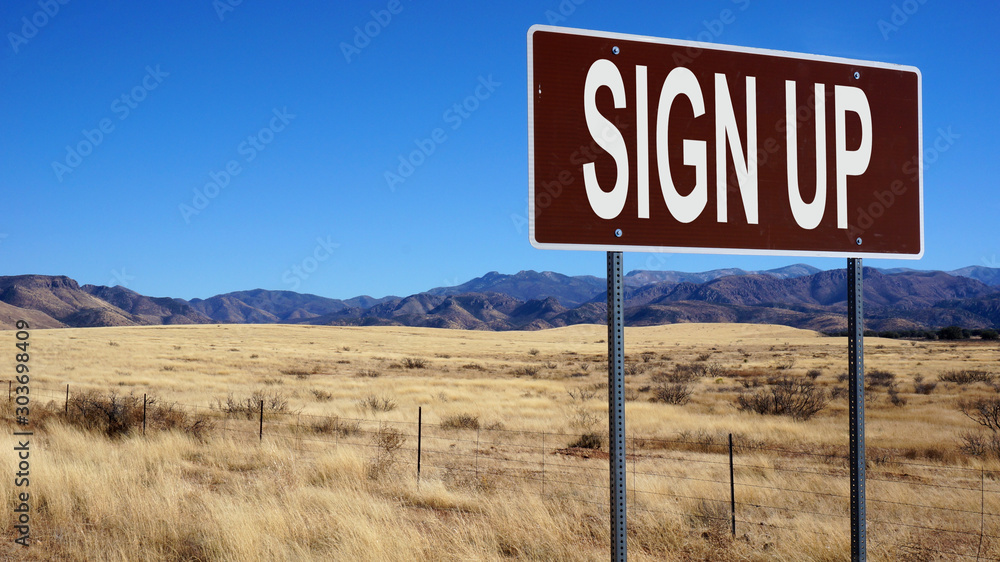 Sign up word on road sign