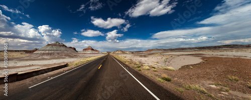 Lonely stretch of straight road in Arizona
