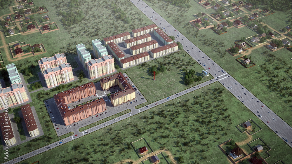 Residental complex. City Aerials.	