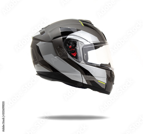 Gray sport helmet isolated on white background.