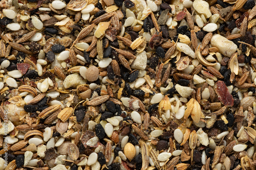 Macro background mix of nuts and spices Macro background mix of nuts and spices