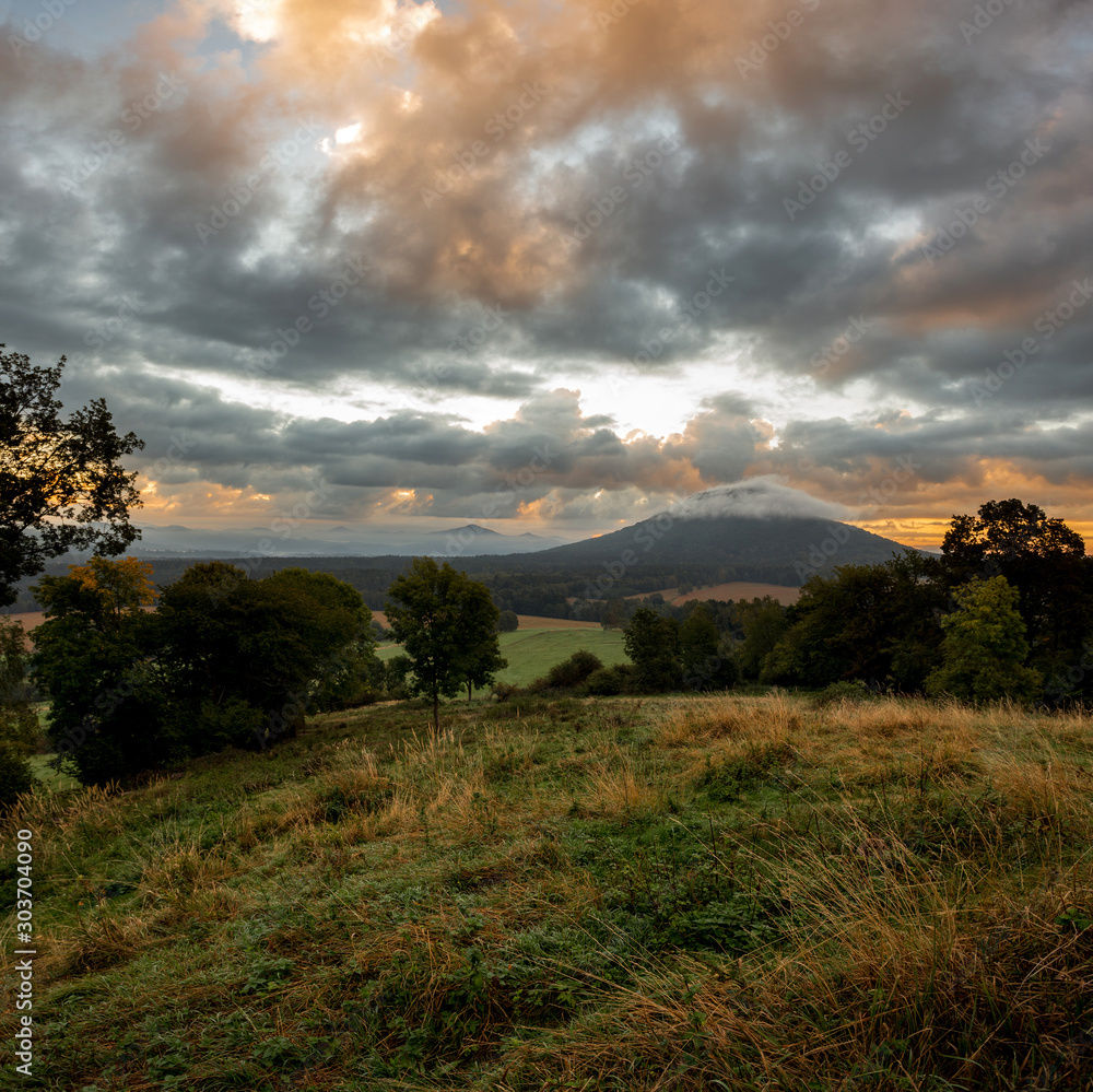 golden dawn in the mountains of the czech republic