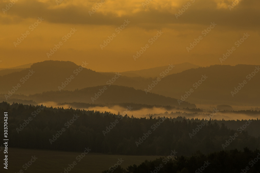 golden dawn in the mountains of the czech republic