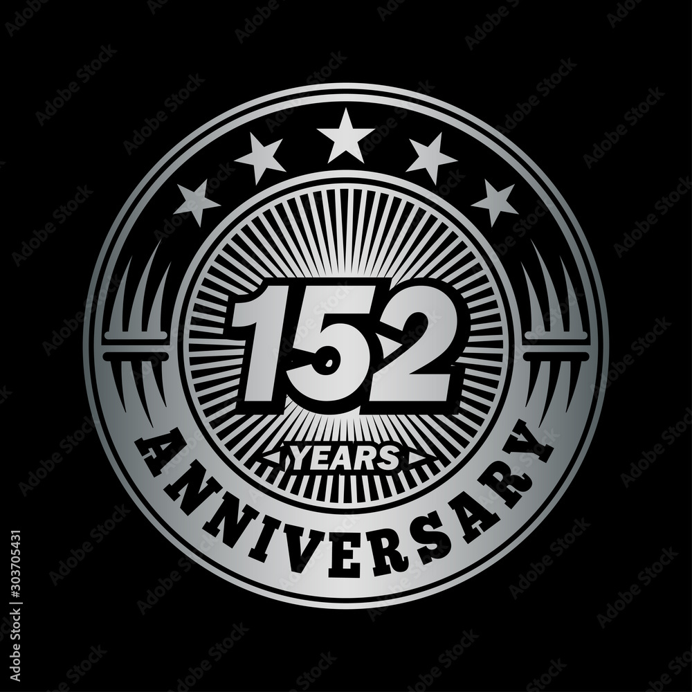 152 years anniversary celebration logo design. Vector and illustration.