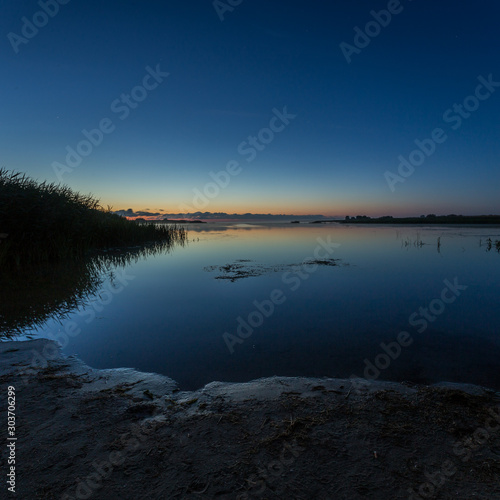 twilight, the lights of the sunset at night russia