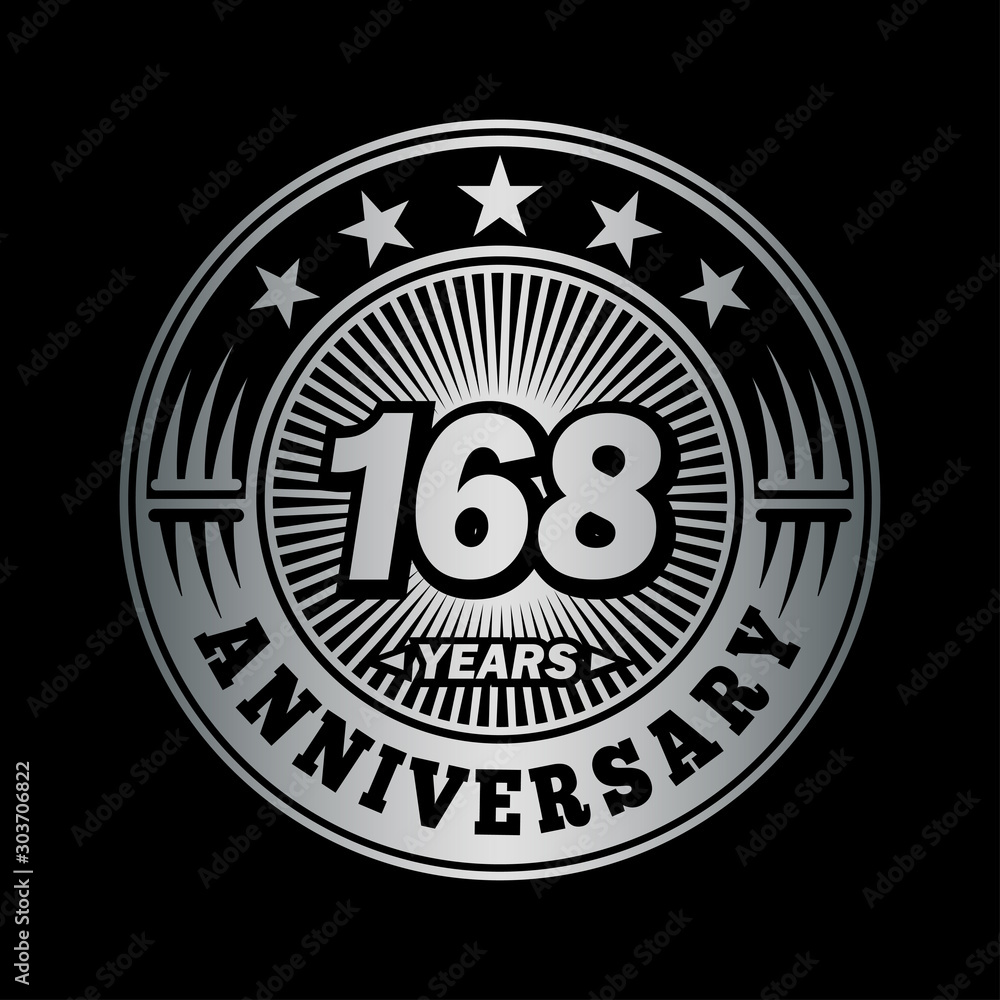 168 years anniversary celebration logo design. Vector and illustration. 168 years anniversary celebration logo design. Vector and illustration.